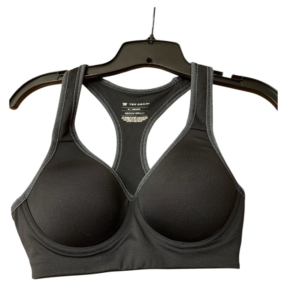 Tek Gear Medium Impact Sports‎ Bra Black Size Medium Workout Training